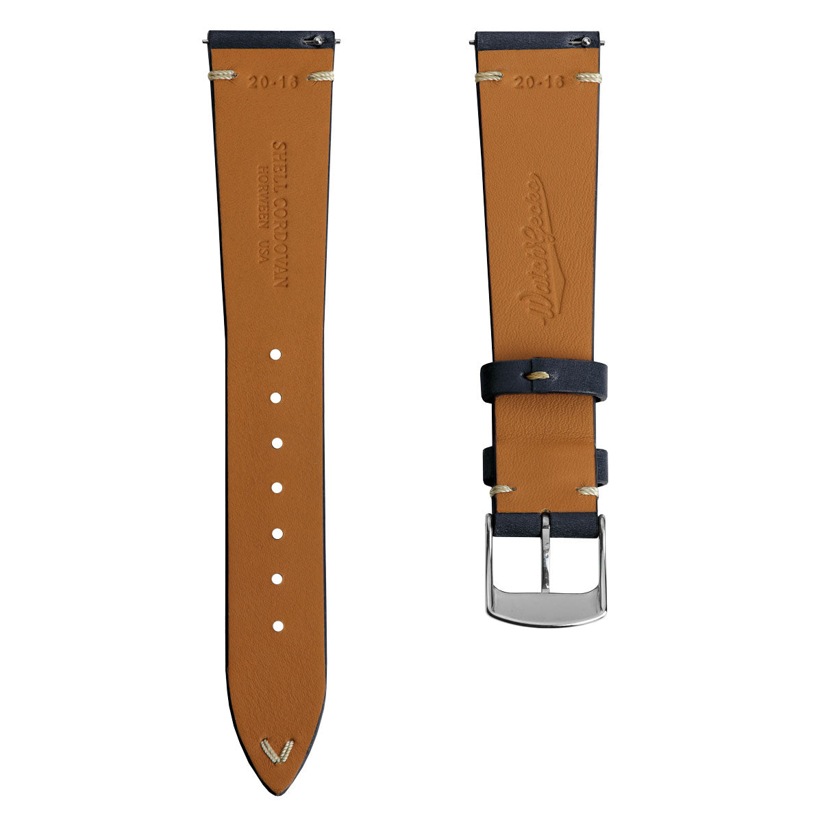 Cromford Horween Shell Cordovan Leather Watch Strap - Navy Blue