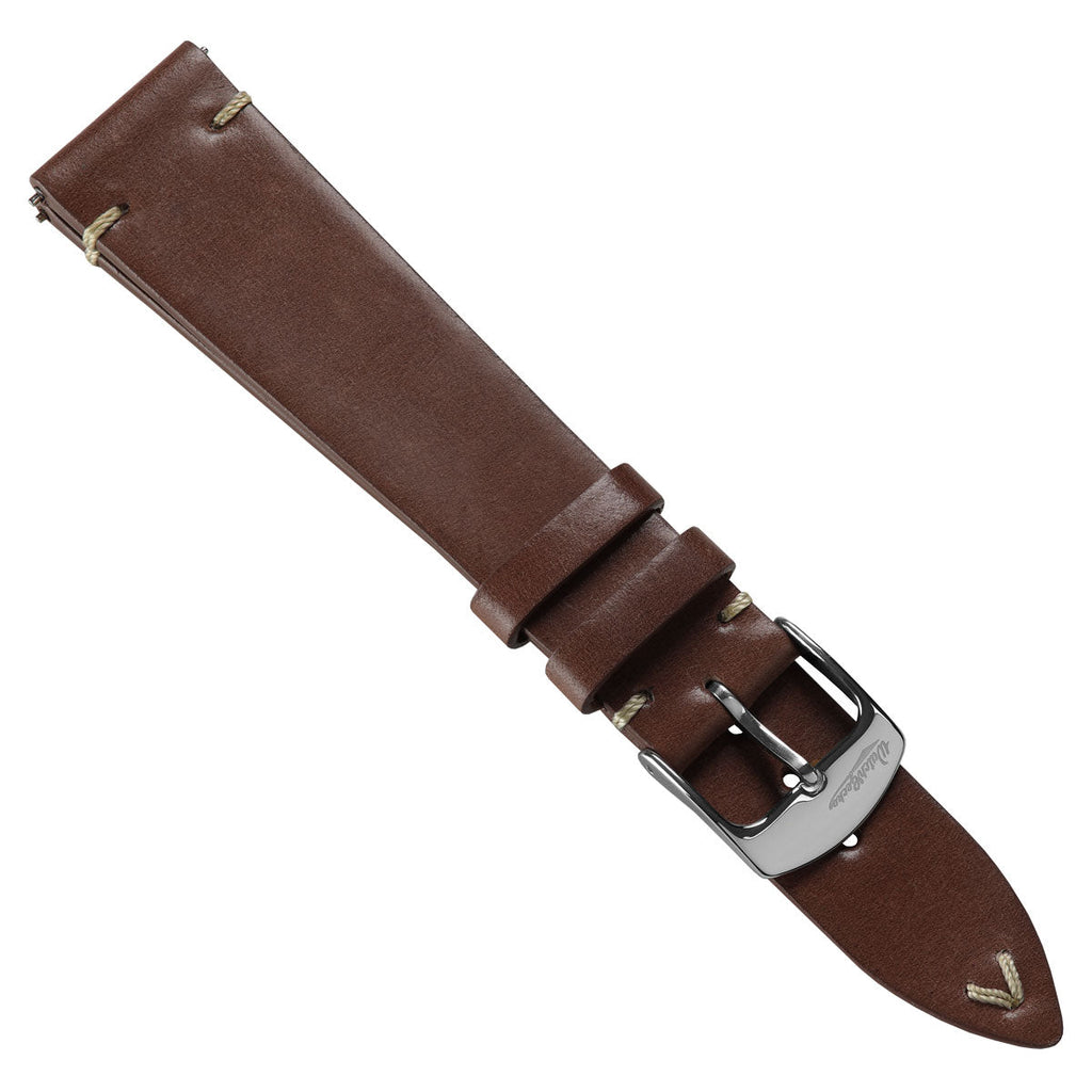 Bracelet de montre en cuir Shell Cordovan Horween Cromford de couleur marron foncé
