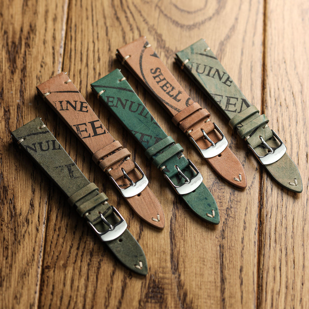 Newham Inverted Horween Shell Cordovan Watch Strap - Hunter Green