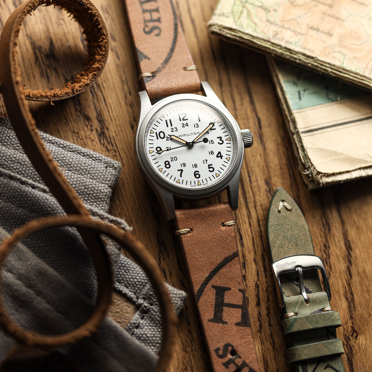 Newham Inverted Horween Shell Cordovan Watch Strap - Sage Green