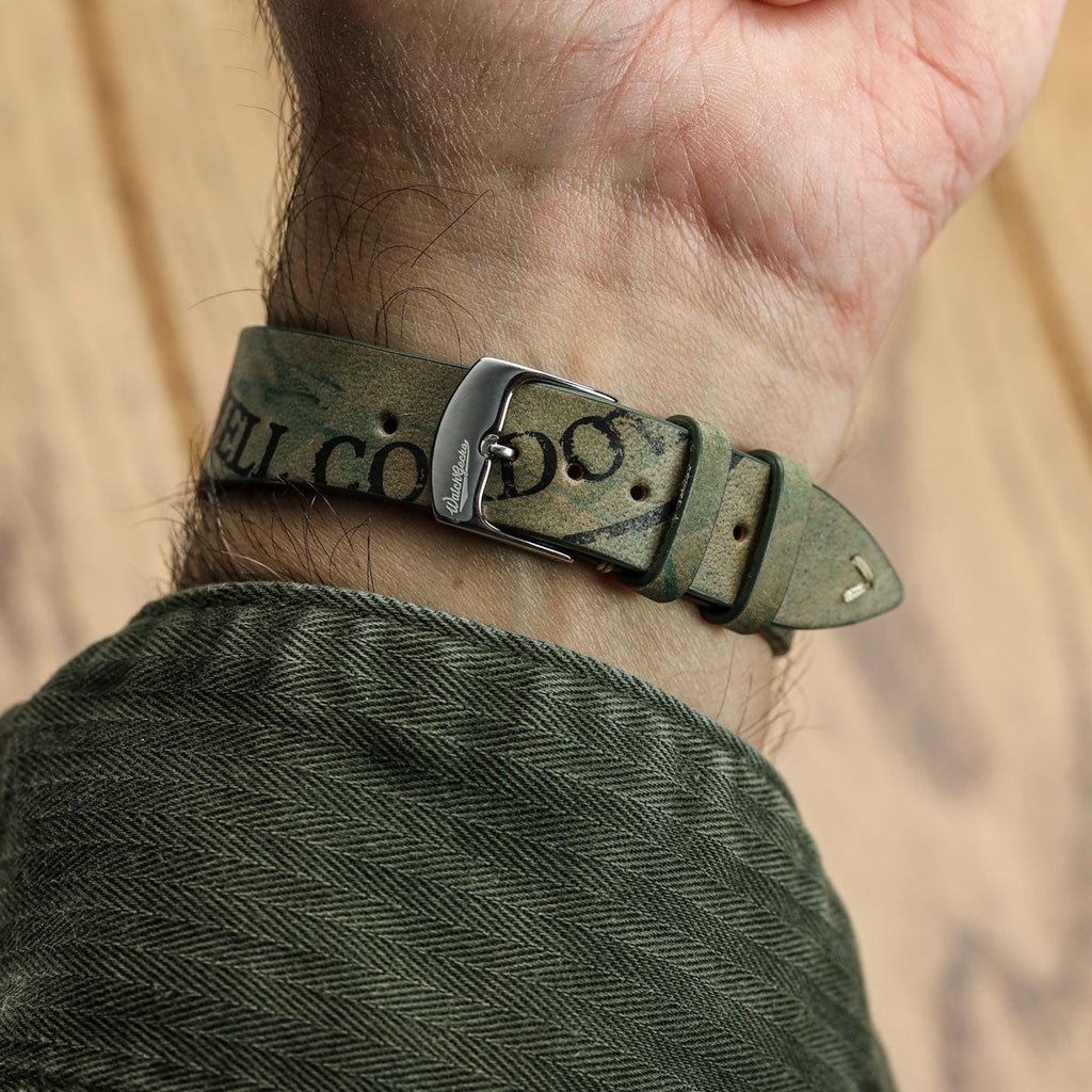 Newham Inverted Horween Shell Cordovan Watch Strap - Sage Green