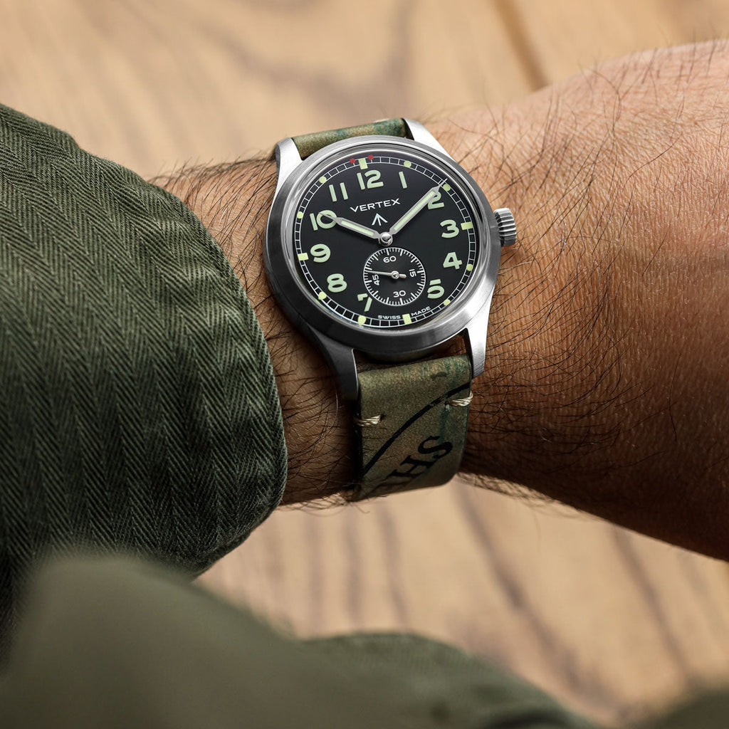 Newham Inverted Horween Shell Cordovan Watch Strap - Sage Green