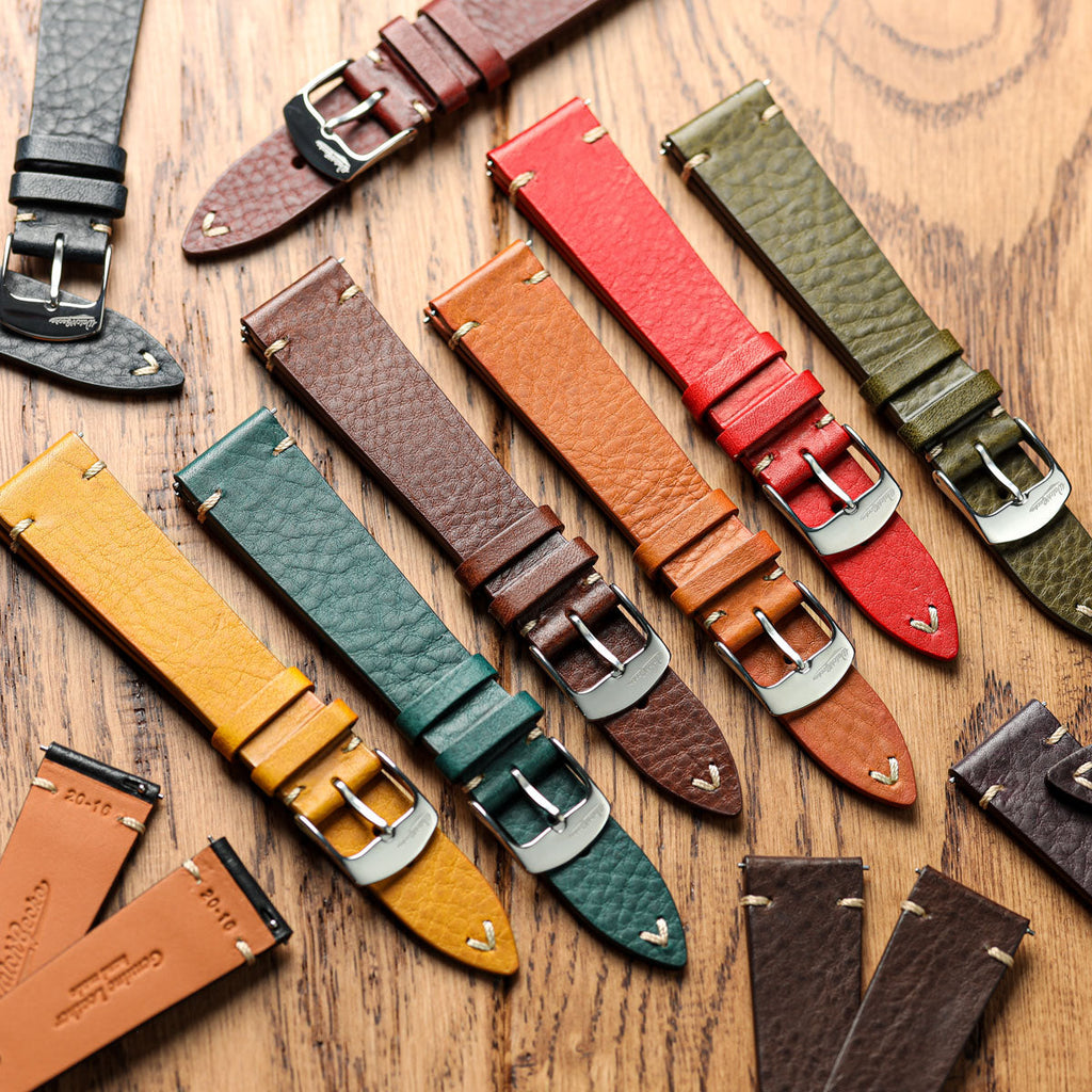 Badalassi Carlo Minerva Box Genuine Leather Watch Strap - Mustard