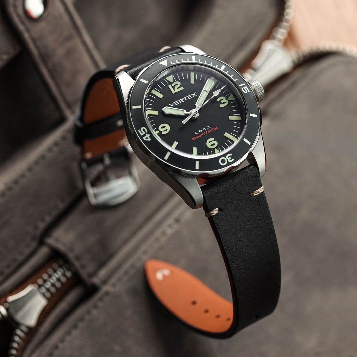 Badalassi Carlo Minerva Box Genuine Leather Watch Strap - Black