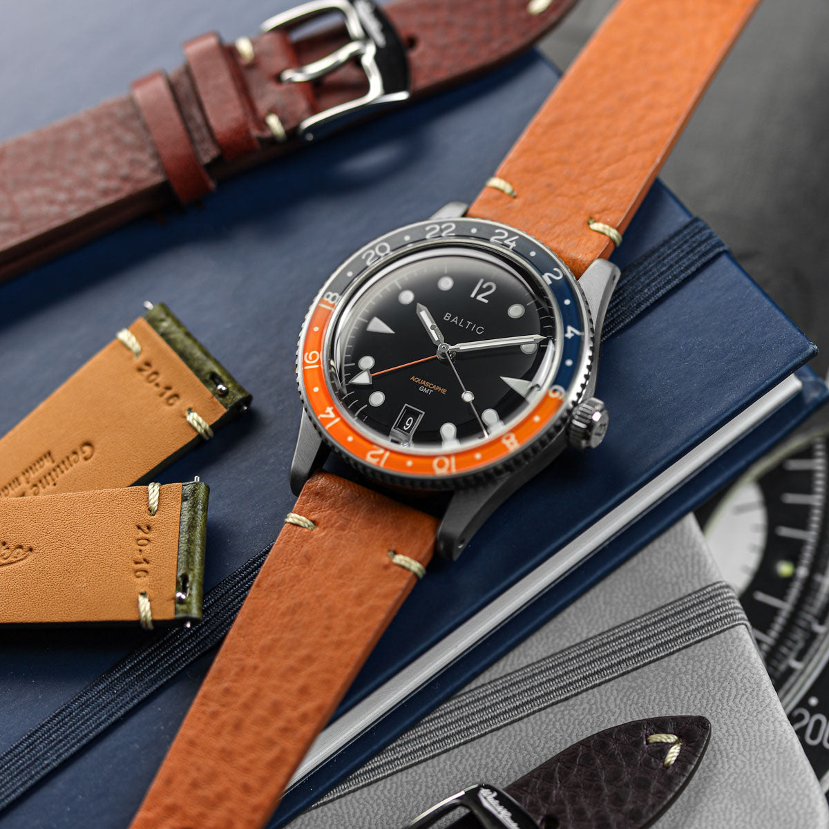 Badalassi Carlo Minerva Box Genuine Leather Watch Strap - Navy Blue