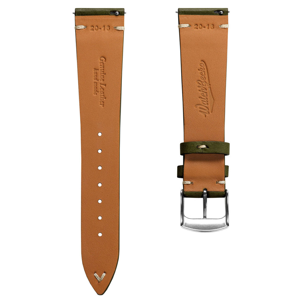 Badalassi Carlo Minerva Box Genuine Leather Watch Strap - Olive Green
