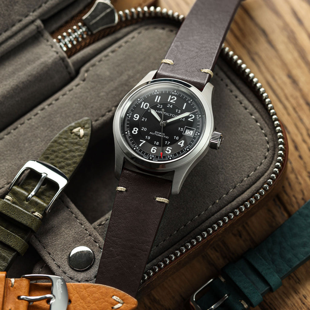 Badalassi Carlo Minerva Box Genuine Leather Watch Strap - Dark Brown
