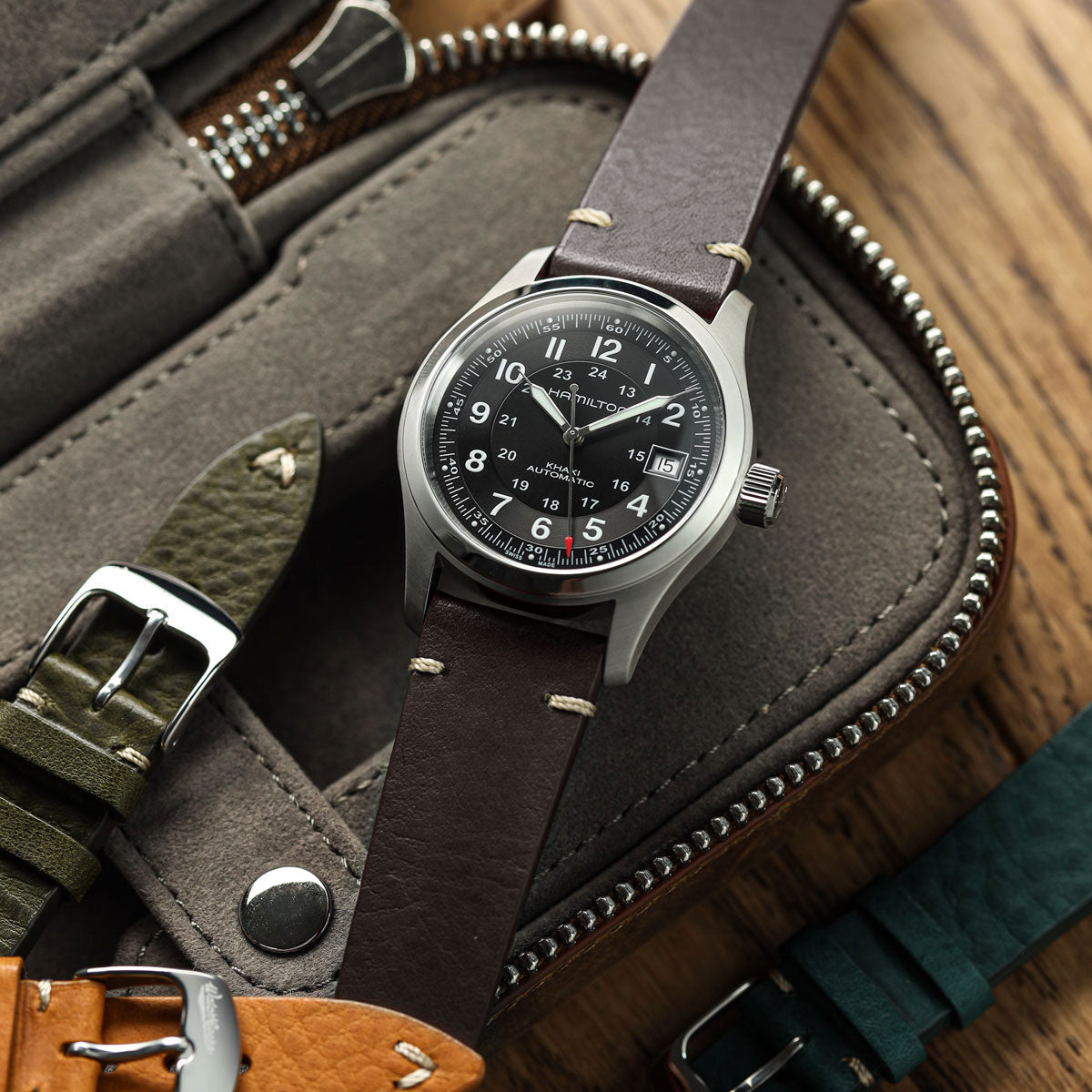 Badalassi Carlo Minerva Box Genuine Leather Watch Strap - Dark Brown