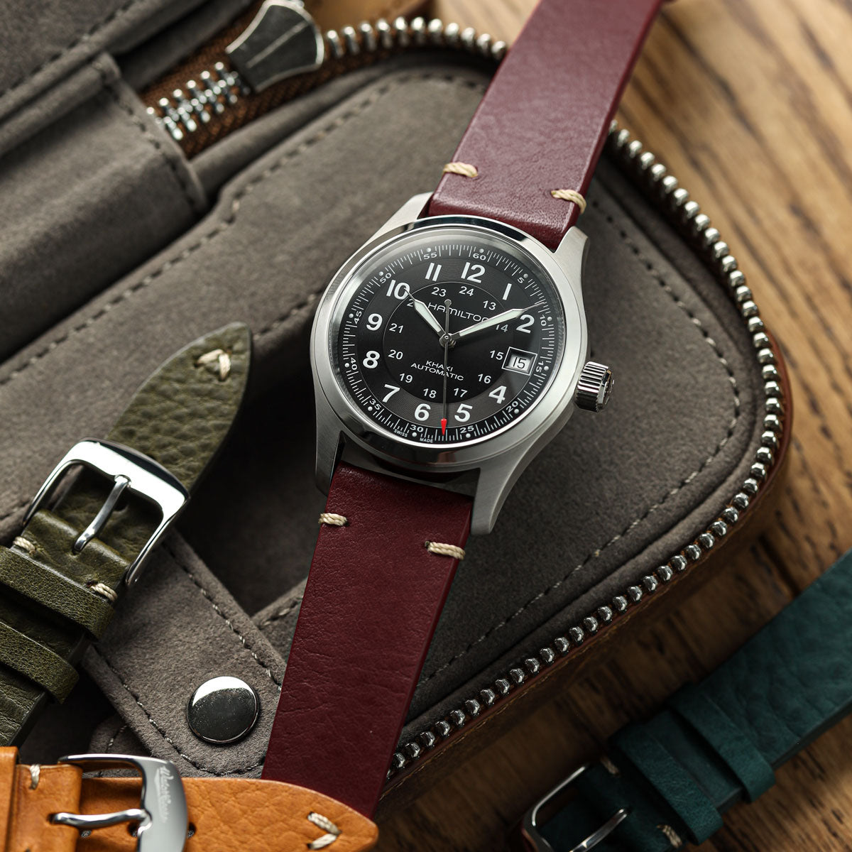 Badalassi Carlo Minerva Box Genuine Leather Watch Strap - Chocolate Brown