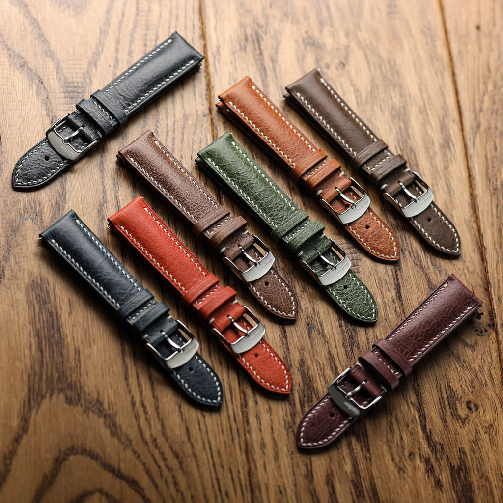 Lerano Tuscan Padded Leather Watch Strap – Elegant Bordeaux Finish