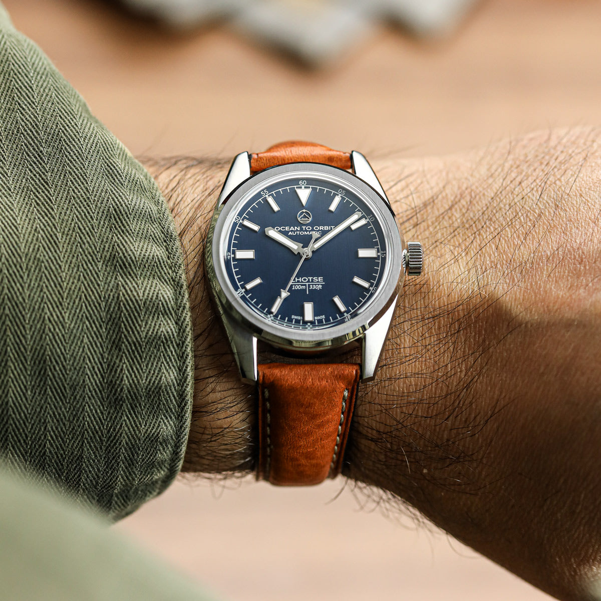 Original Highley Padded Minerva Italian Leather Watch Strap - Olive Green