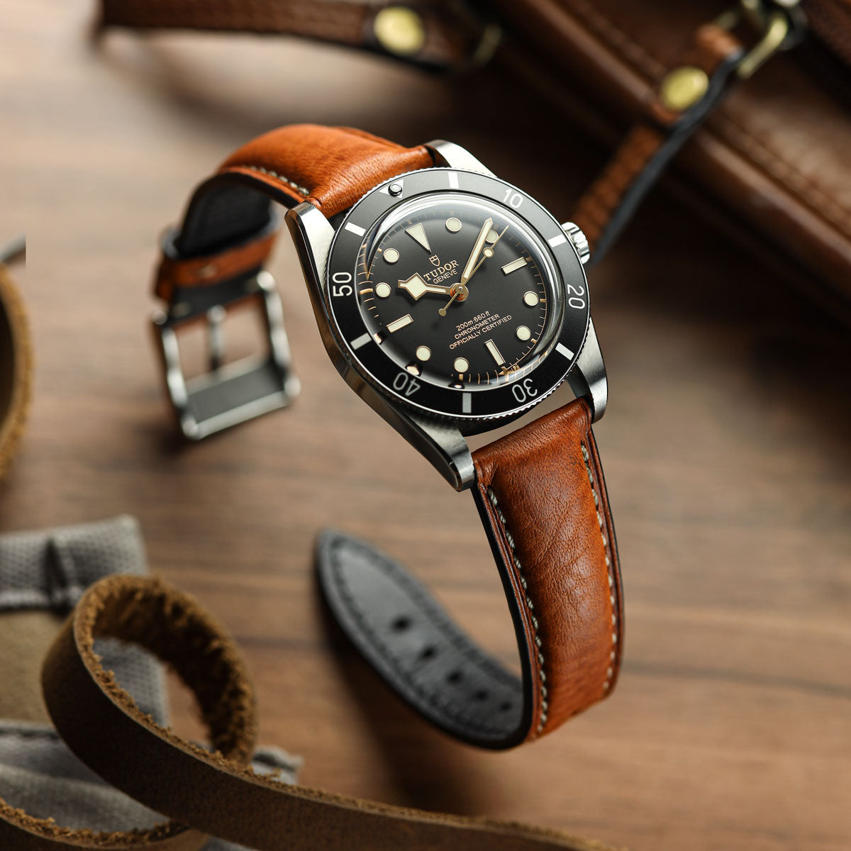 Original Highley Padded Minerva Italian Leather Watch Strap - Olive Green