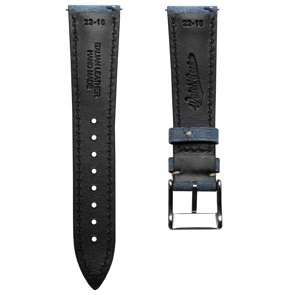 Original Highley Padded Suede Italian Leather Watch Strap - Indigo