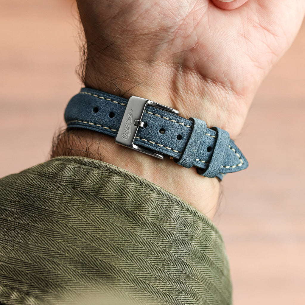 Original Highley Padded Suede Italian Leather Watch Strap - Indigo
