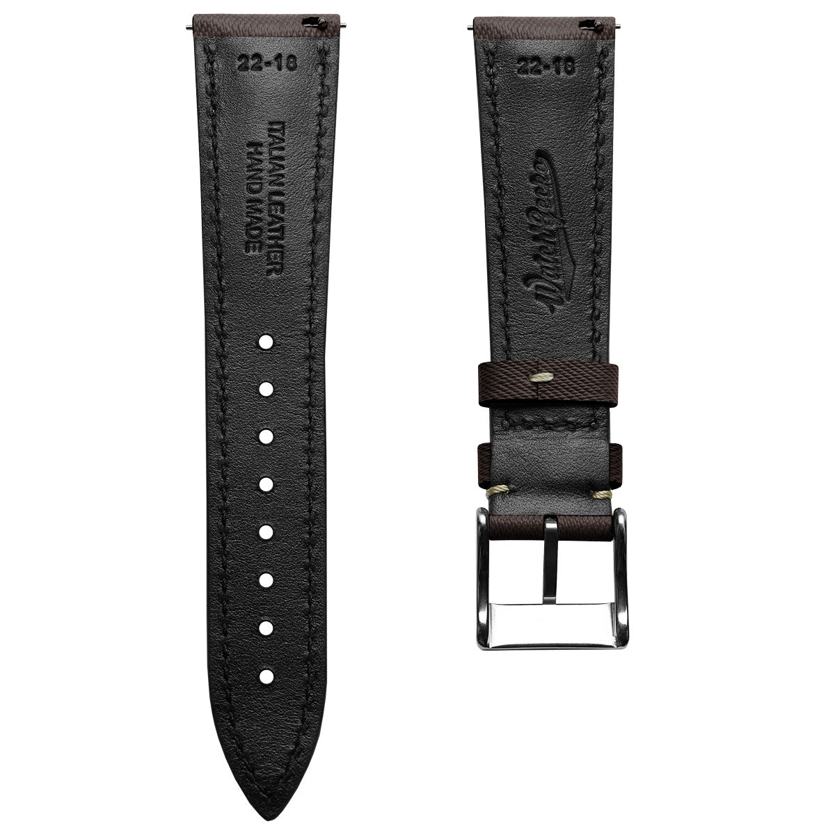 Original Highley Padded Denim Italian Leather Watch Strap - Brown