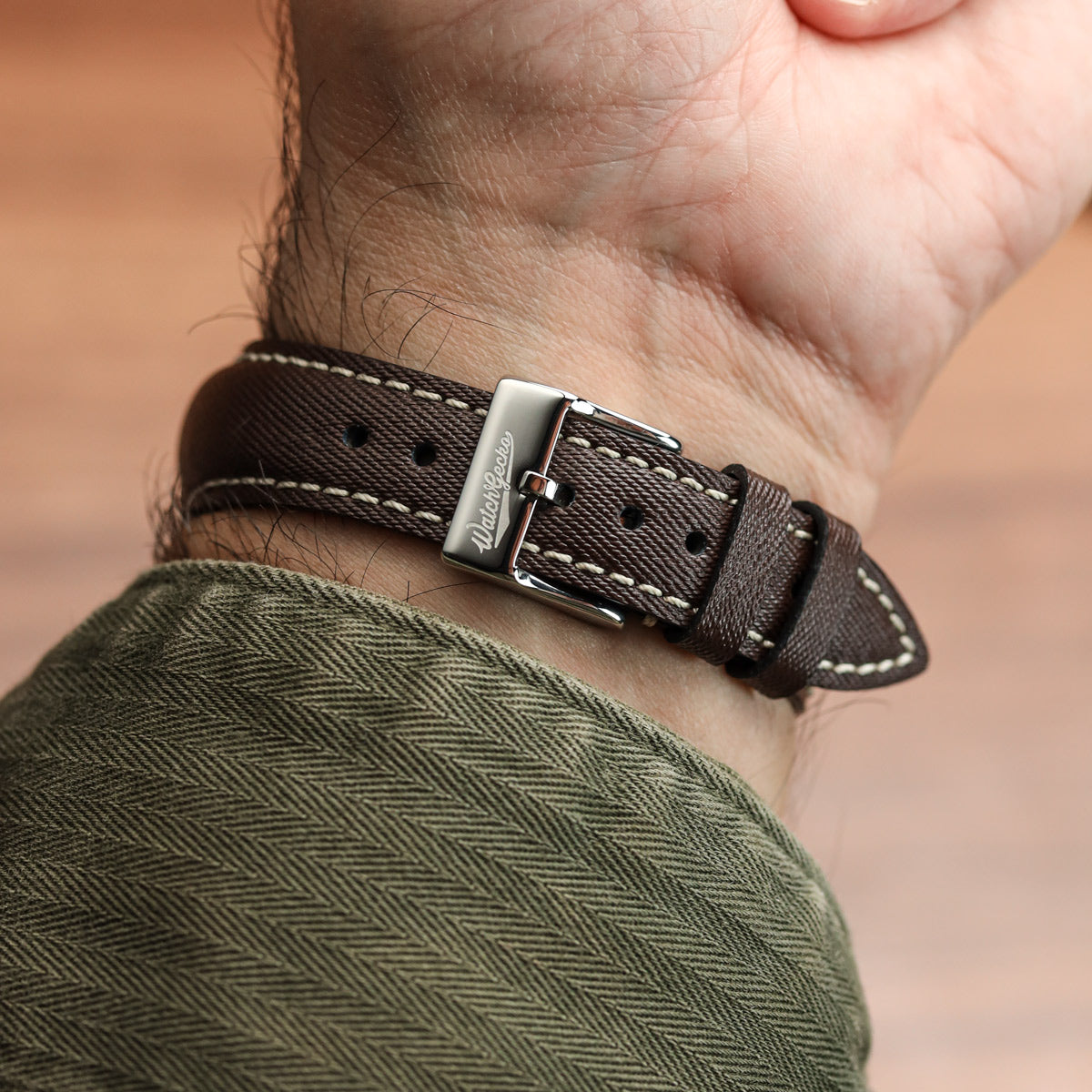 Original Highley Padded Denim Italian Leather Watch Strap - Grey