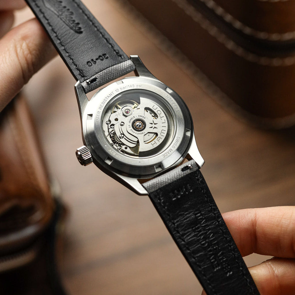 Original Highley Padded Denim Italian Leather Watch Strap - Grey