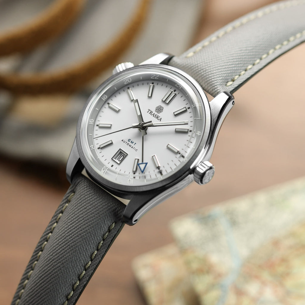 Original Highley Padded Denim Italian Leather Watch Strap - Grey