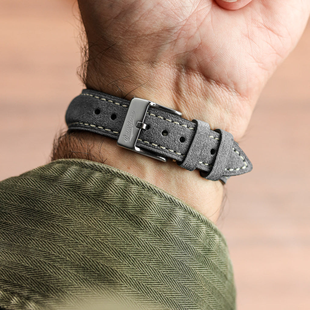 Original Highley Padded Suede Italian Leather Watch Strap - Indigo