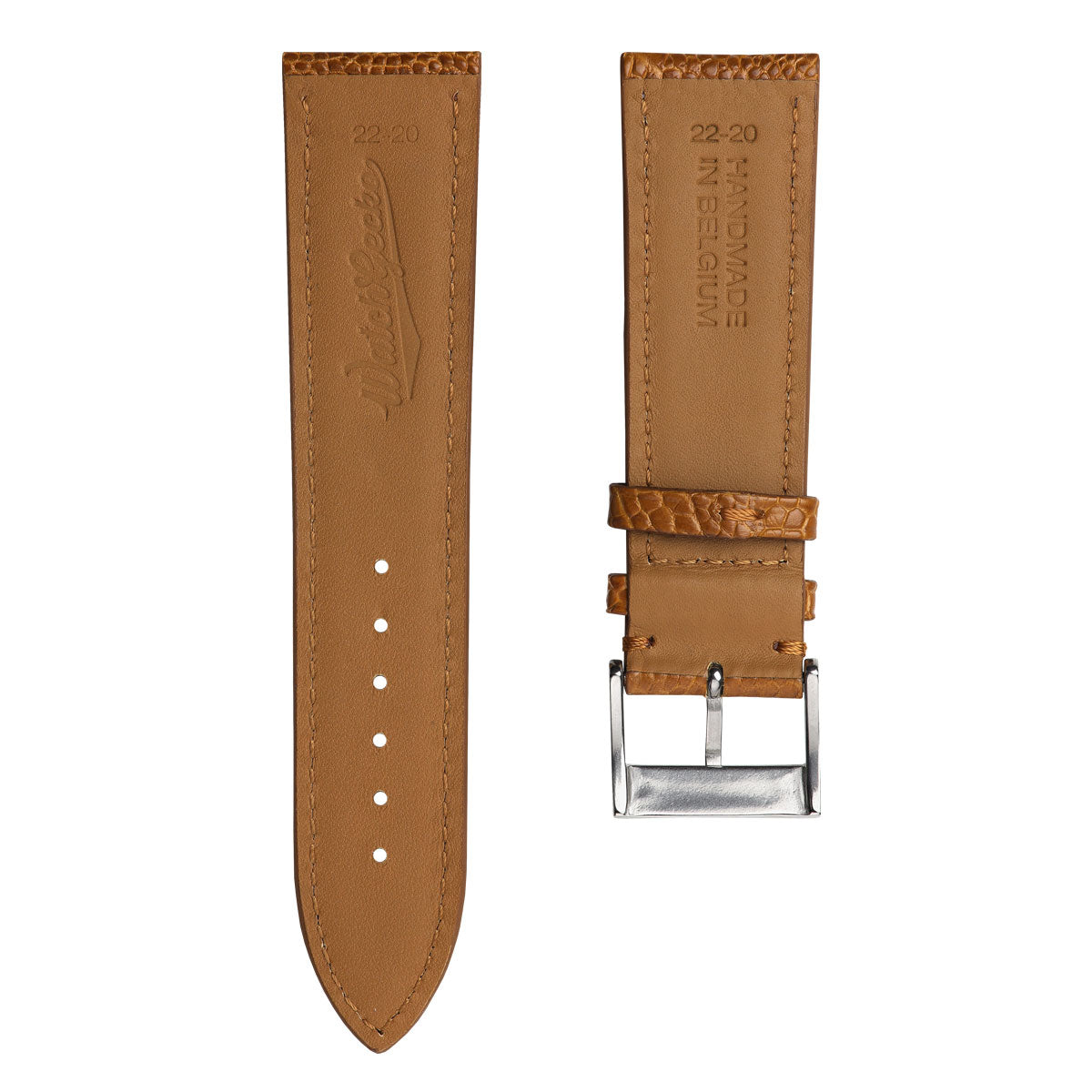 Tremendous Durbuy Ostrich Leg Handmade Leather Watch Strap - Elegant Matched Cognac Tone