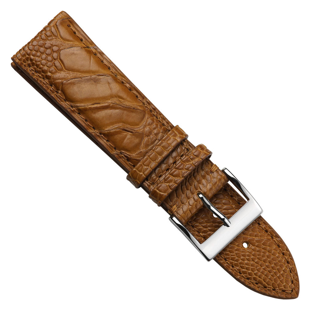 Tremendous Durbuy Ostrich Leg Handmade Leather Watch Strap - Elegant Matched Cognac Tone