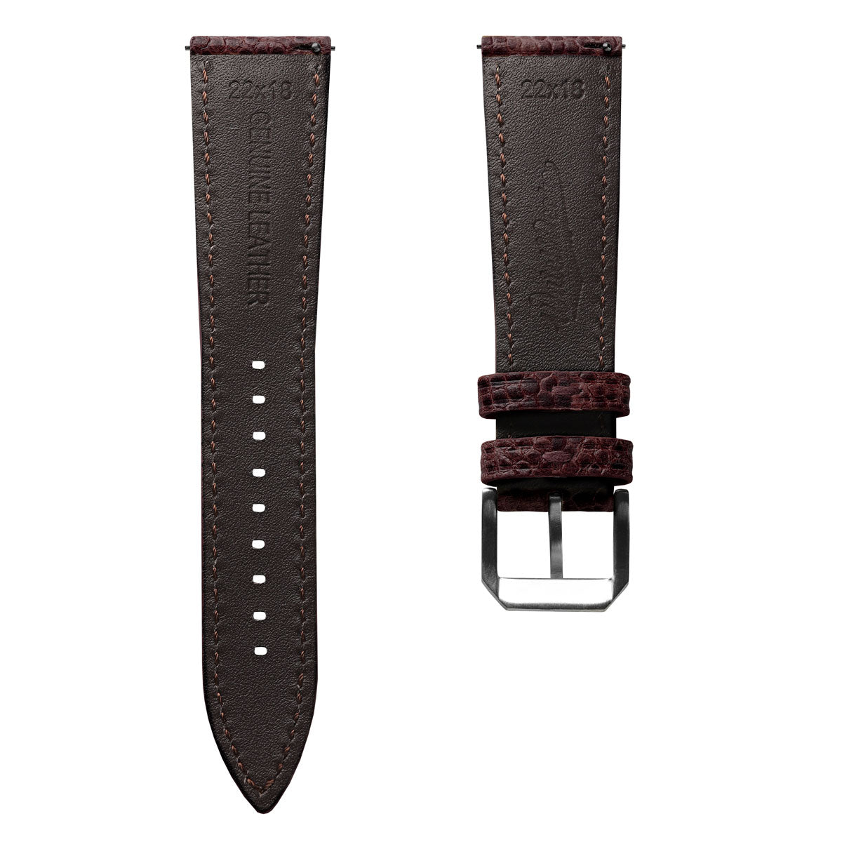 Bracelet de Montre En Cuir Padding Adassa - Marron Caviar Coffee Élégant