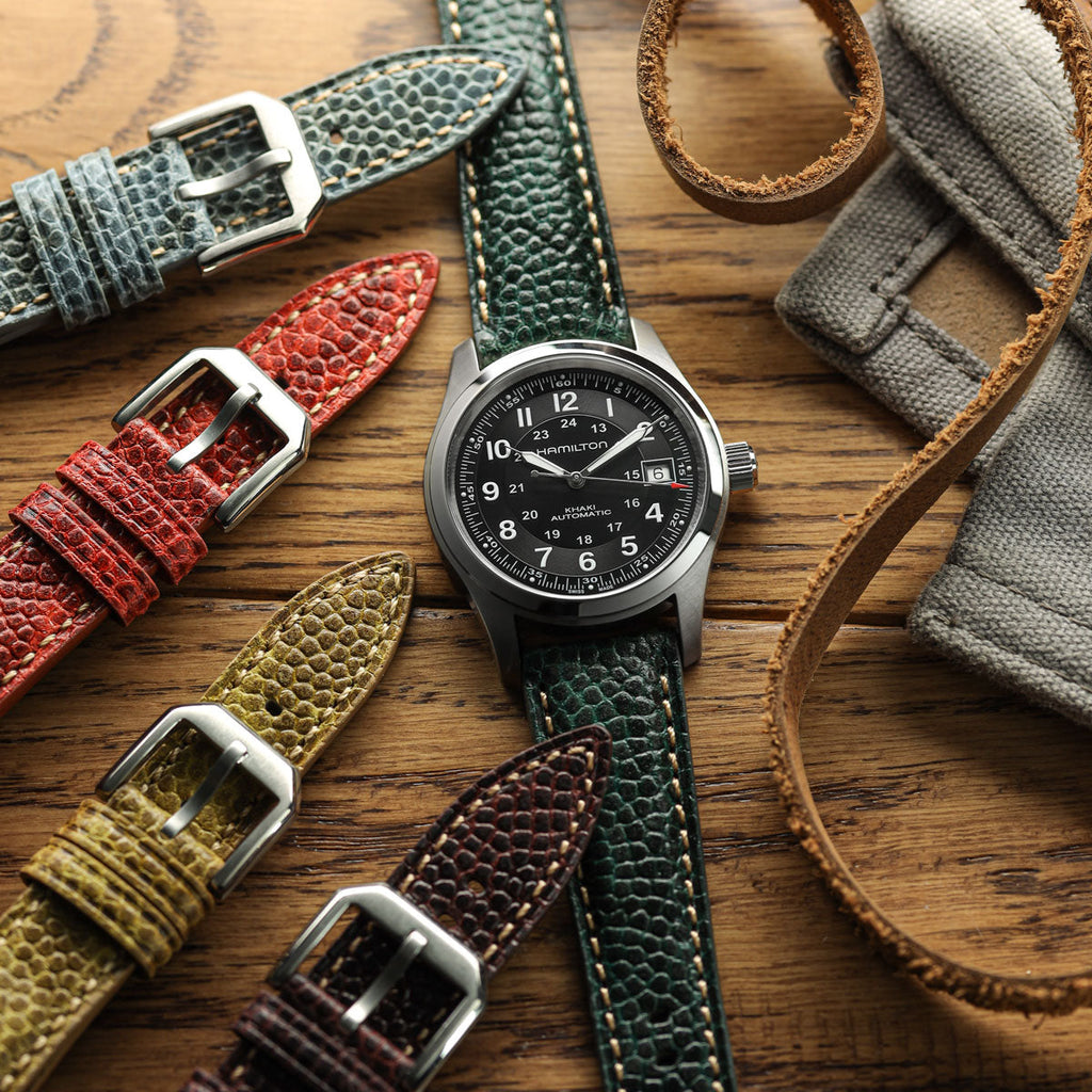Adassa Gepolsterte Lederarmband für Uhren - Kaviar Mattblau