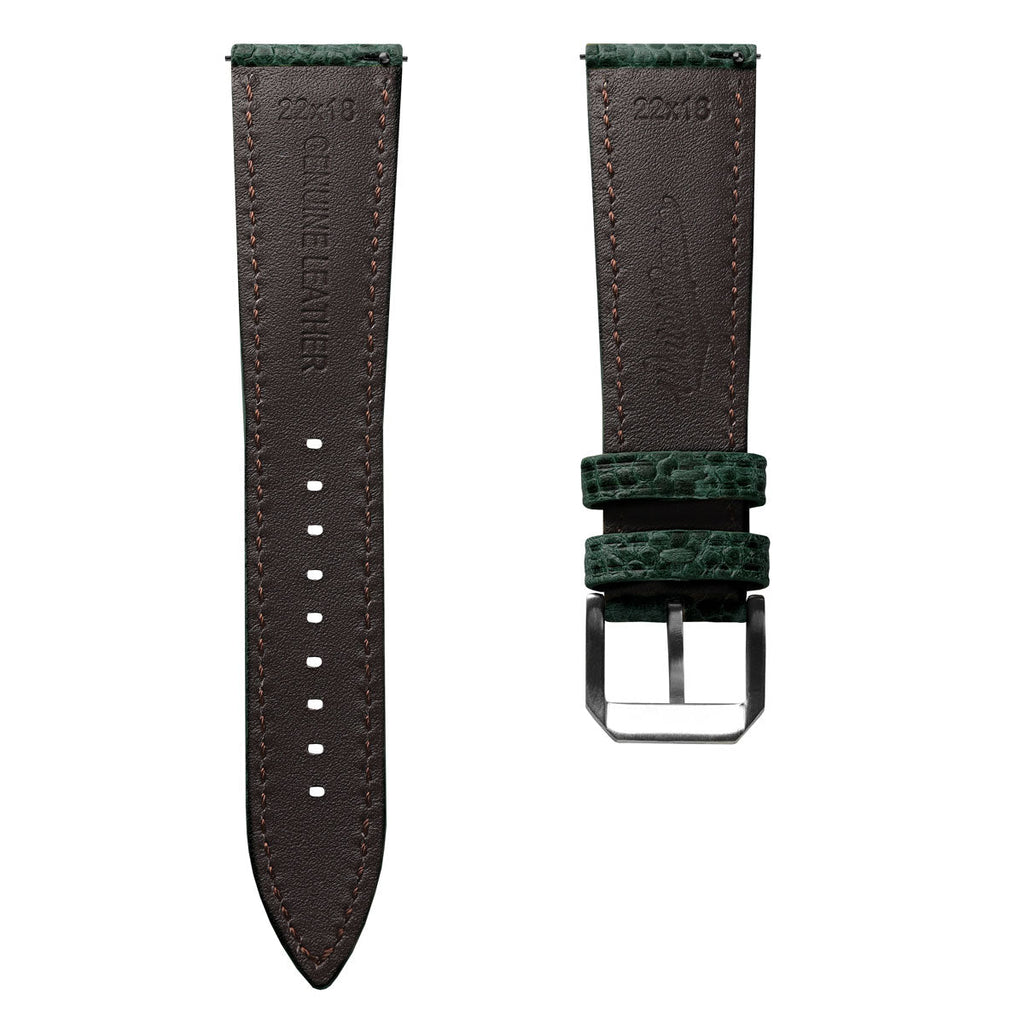 BraceletMontre en Cuir Pailleté Adassa - Vert Caviar Élégant