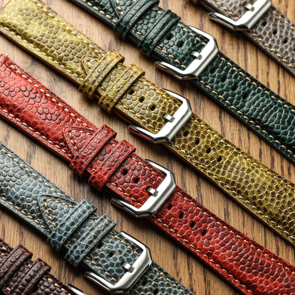Montre en Cuir Véritable avec Imprimé Gator Vintage de Caroline - Brun Clair