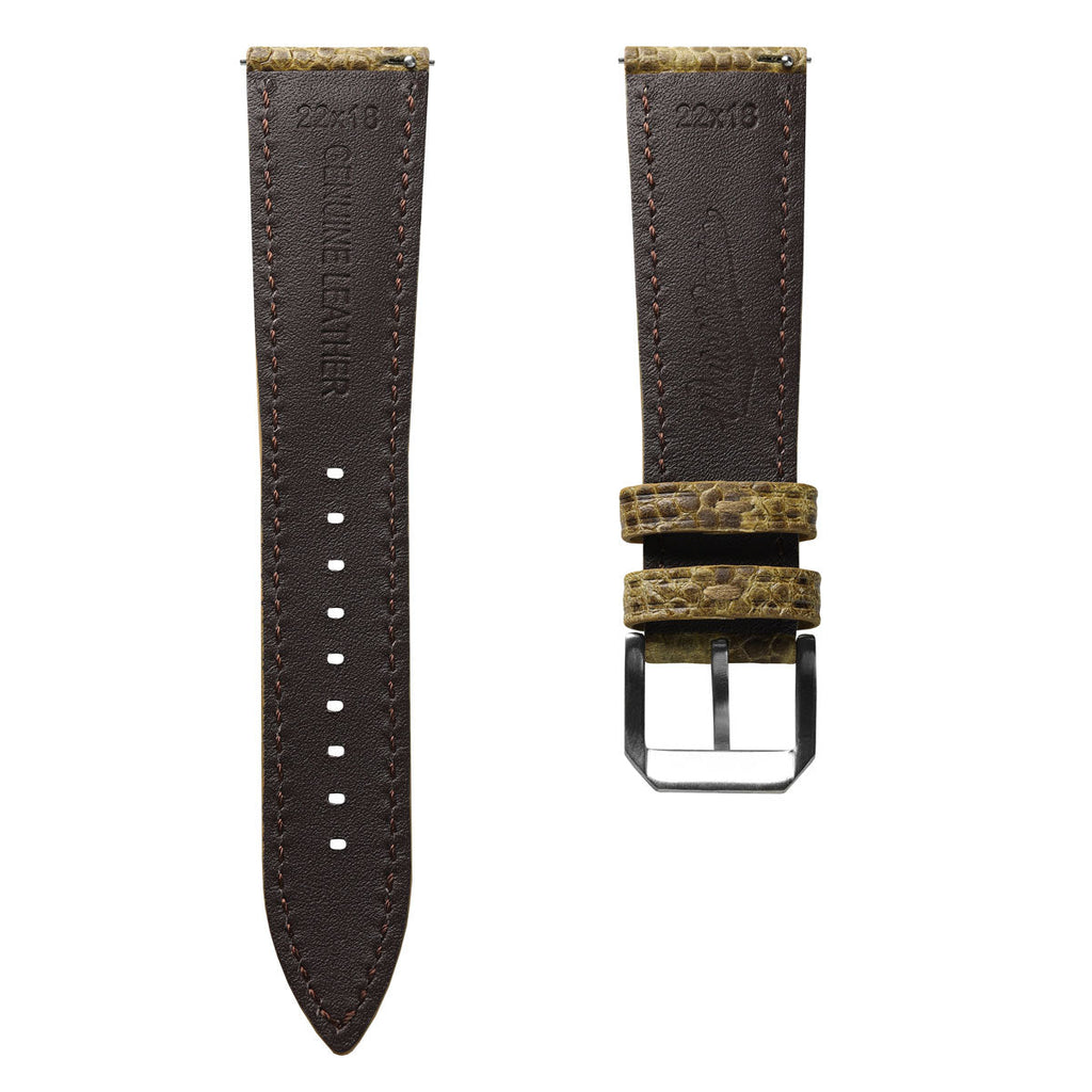 Bracelet en cuir rembourré Adassa avec boucle, couleur Caviar Jaune Océan