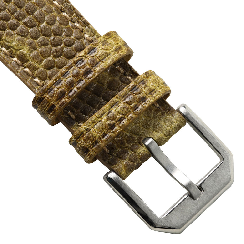 Bracelet en cuir rembourré Adassa avec boucle, couleur Caviar Jaune Océan