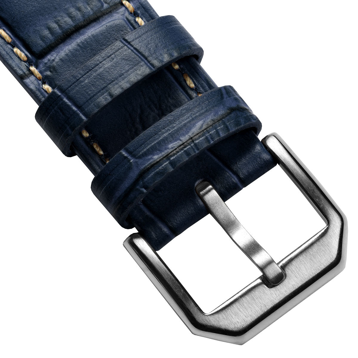 Bracelet en cuir véritable avec impression d'alligator Carolina - Bleu Oxford élégant