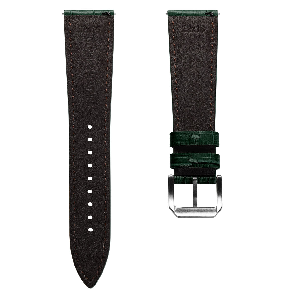 Bracelet en Cuir Véritable avec Motif Gator Carolina - Vert Émeraude