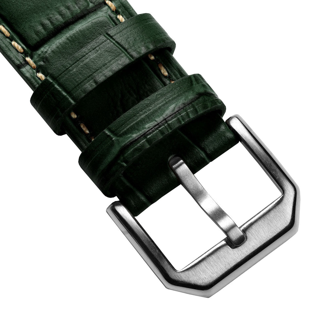 Bracelet en Cuir Véritable avec Motif Gator Carolina - Vert Émeraude