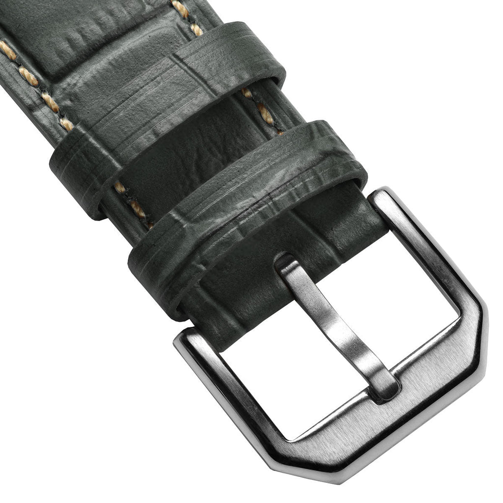 Bracelet de montre en cuir véritable avec imprimé alligator Carolina - Gris graphite élégante