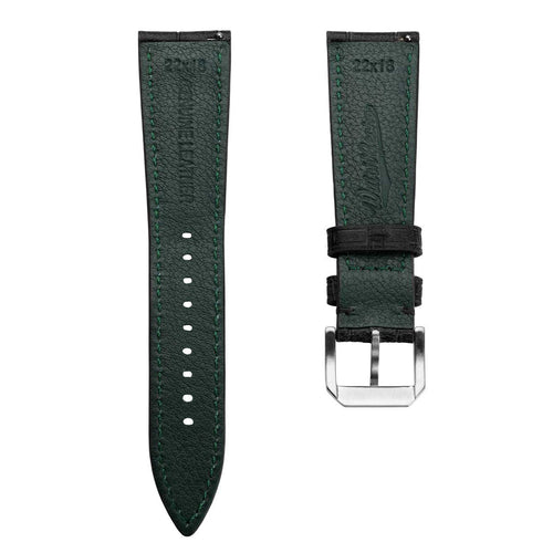 Bracelet de montre en cuir véritable avec motif alligator vintage Carolina - Noir