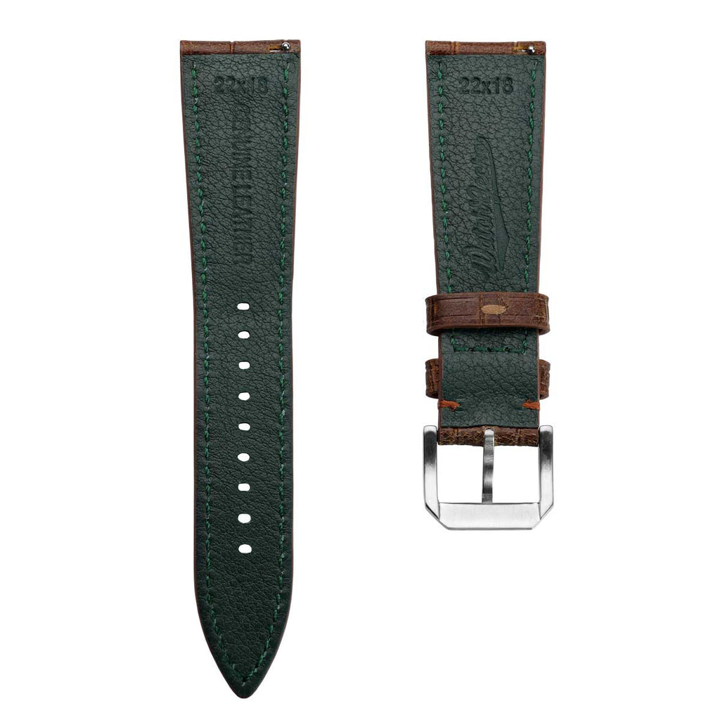 Montre en Cuir Véritable avec Imprimé Gator Vintage de Caroline - Brun Clair