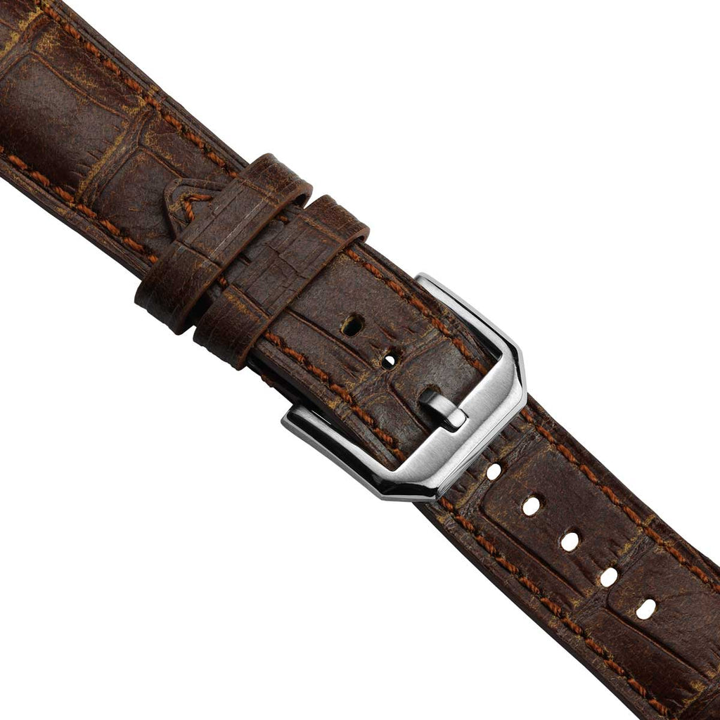 Montre en Cuir Véritable avec Imprimé Gator Vintage de Caroline - Brun Clair