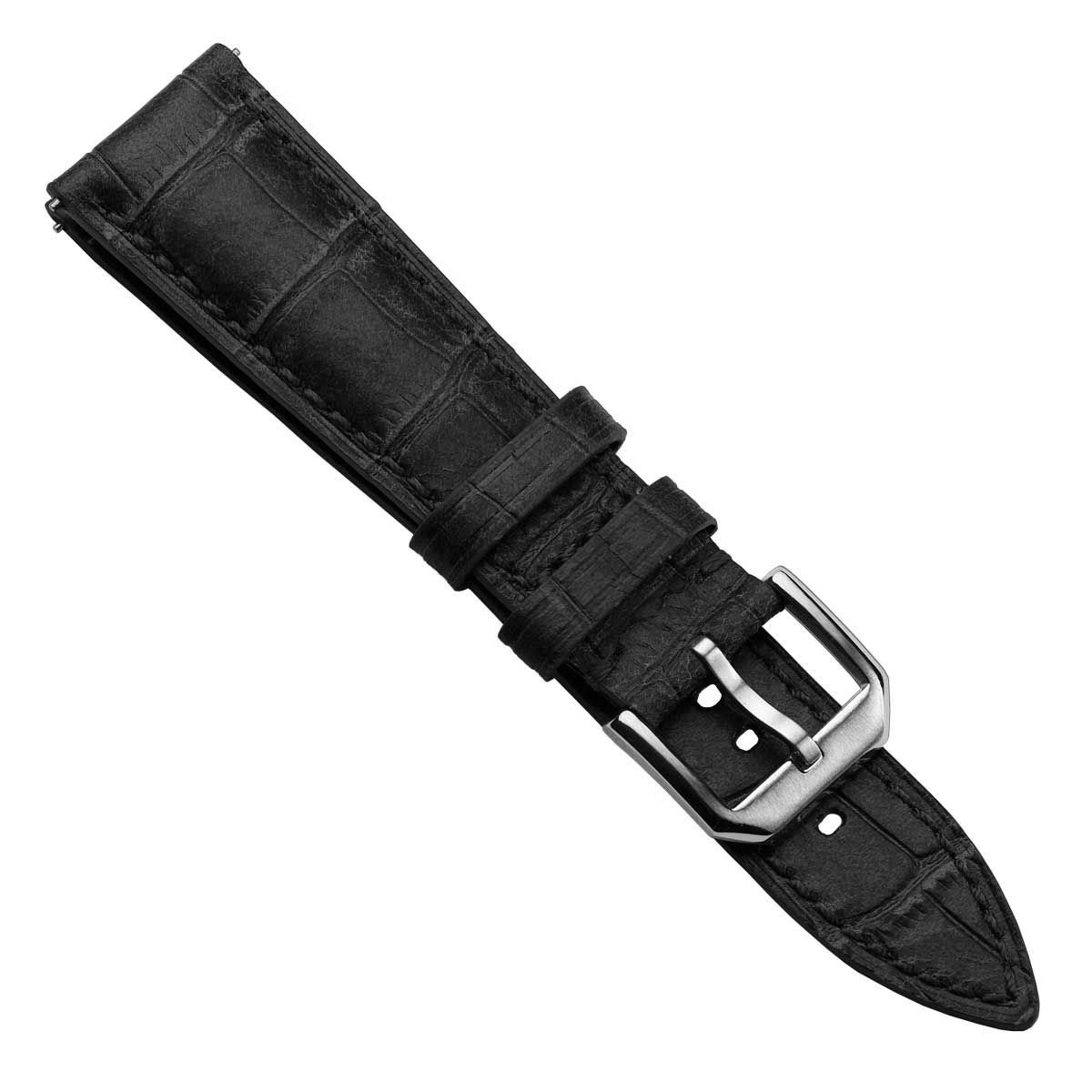 Bracelet de montre en cuir véritable avec motif alligator vintage Carolina - Noir