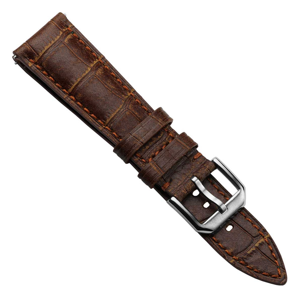 Montre en Cuir Véritable avec Imprimé Gator Vintage de Caroline - Brun Clair