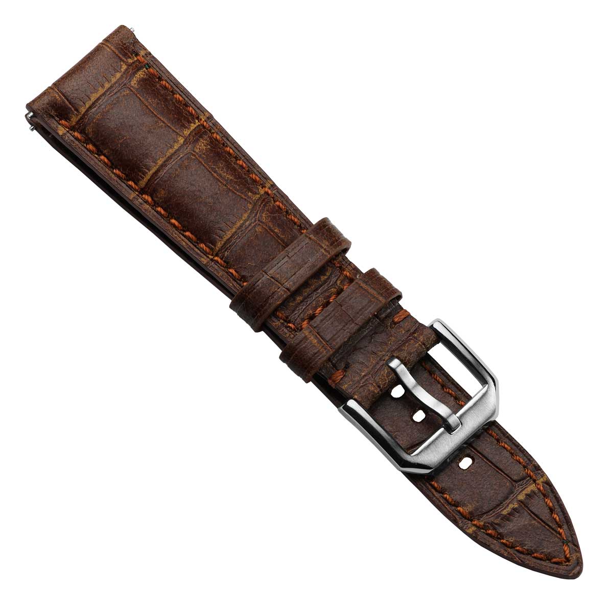Montre en Cuir Véritable avec Imprimé Gator Vintage de Caroline - Brun Clair