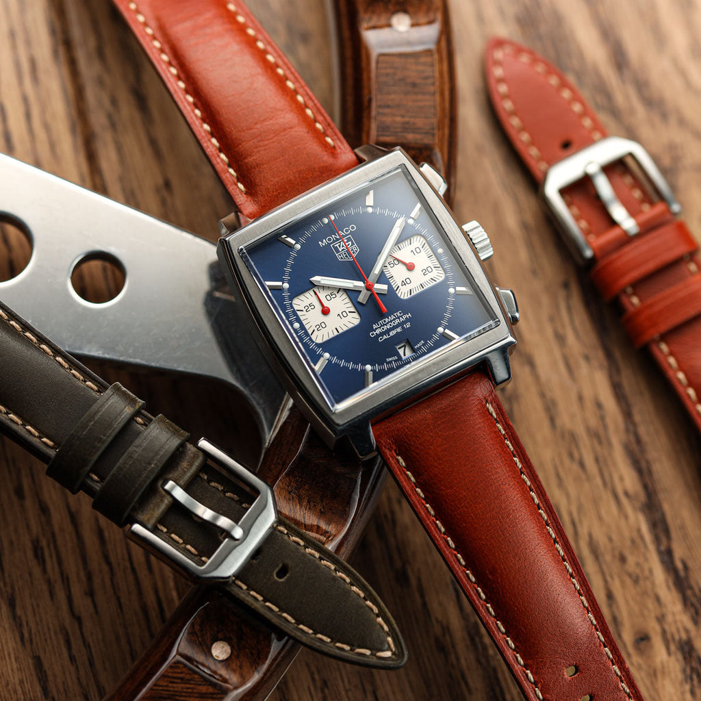 Sangle pour Montre en Cuir Véritable Doublée Tenby - Élégance Classique en Brun Rouillé