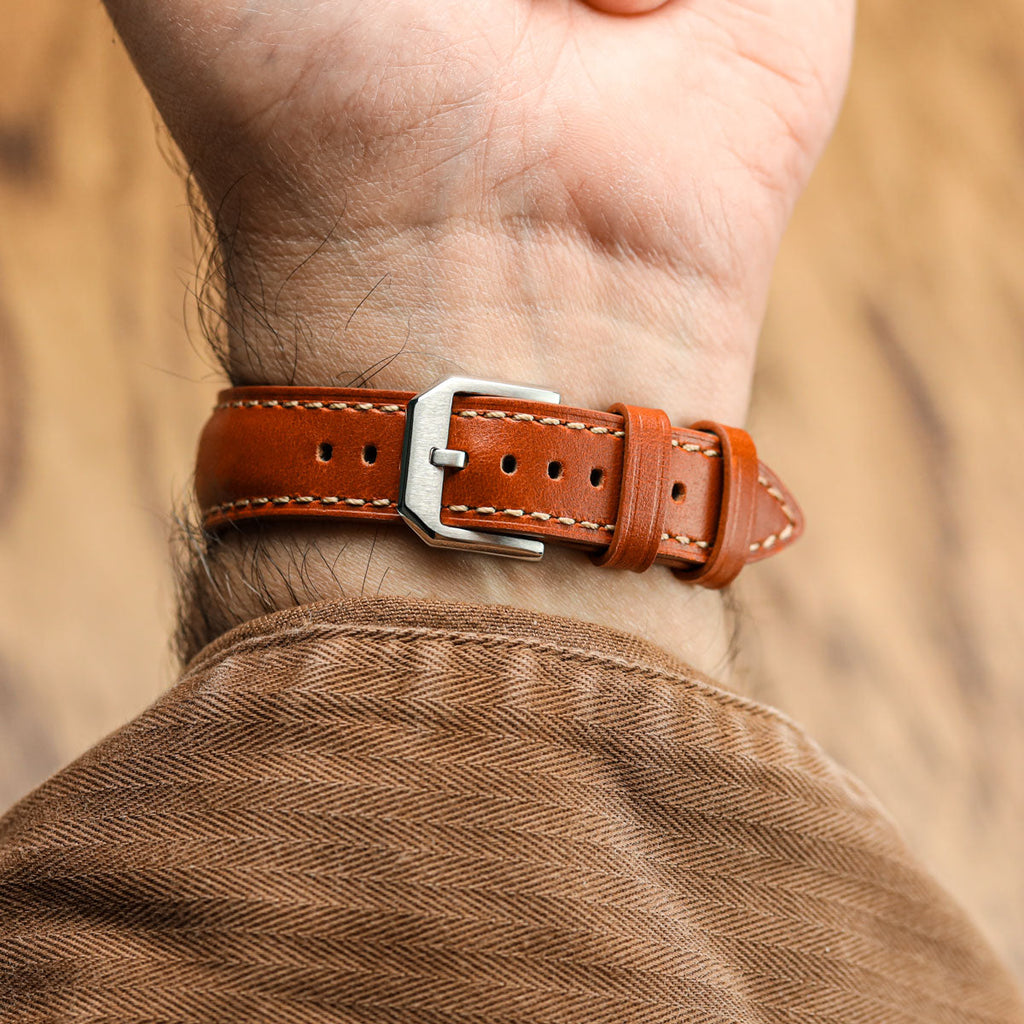 Sangle pour Montre en Cuir Véritable Doublée Tenby - Élégance Classique en Brun Rouillé