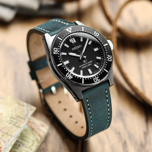 Bracelet de Montre en Cuir Plat Brixham Crazy Horse Vintage Bleu