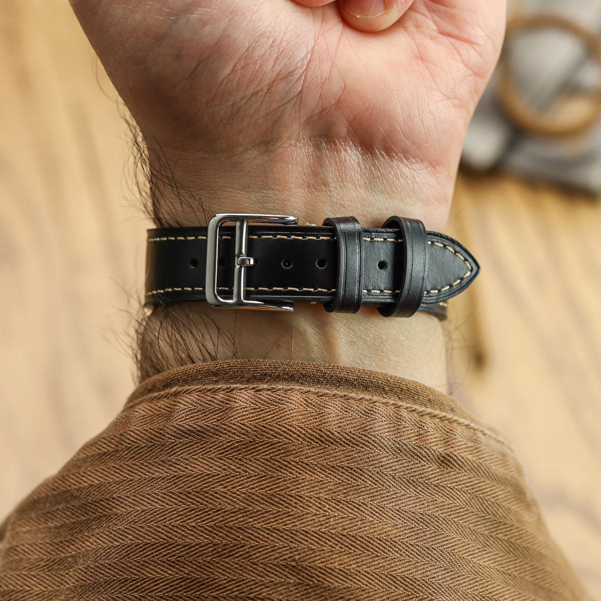 Brixham Flat Lederarmband für Uhr - Elegantes Schwarz