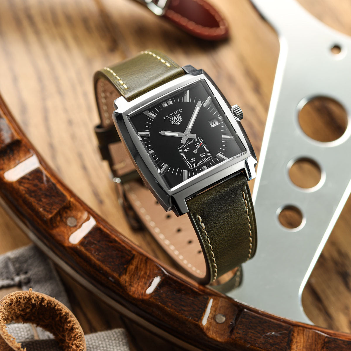 Armsyder Brixham Flat Lederarmband – Klassisch Patina Grün