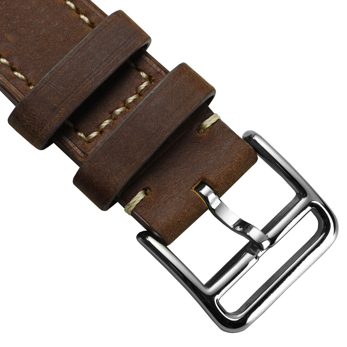 Bracelet Montre en Cuir Plat Brixham - Style Vintage Chestnut Crazy Horse