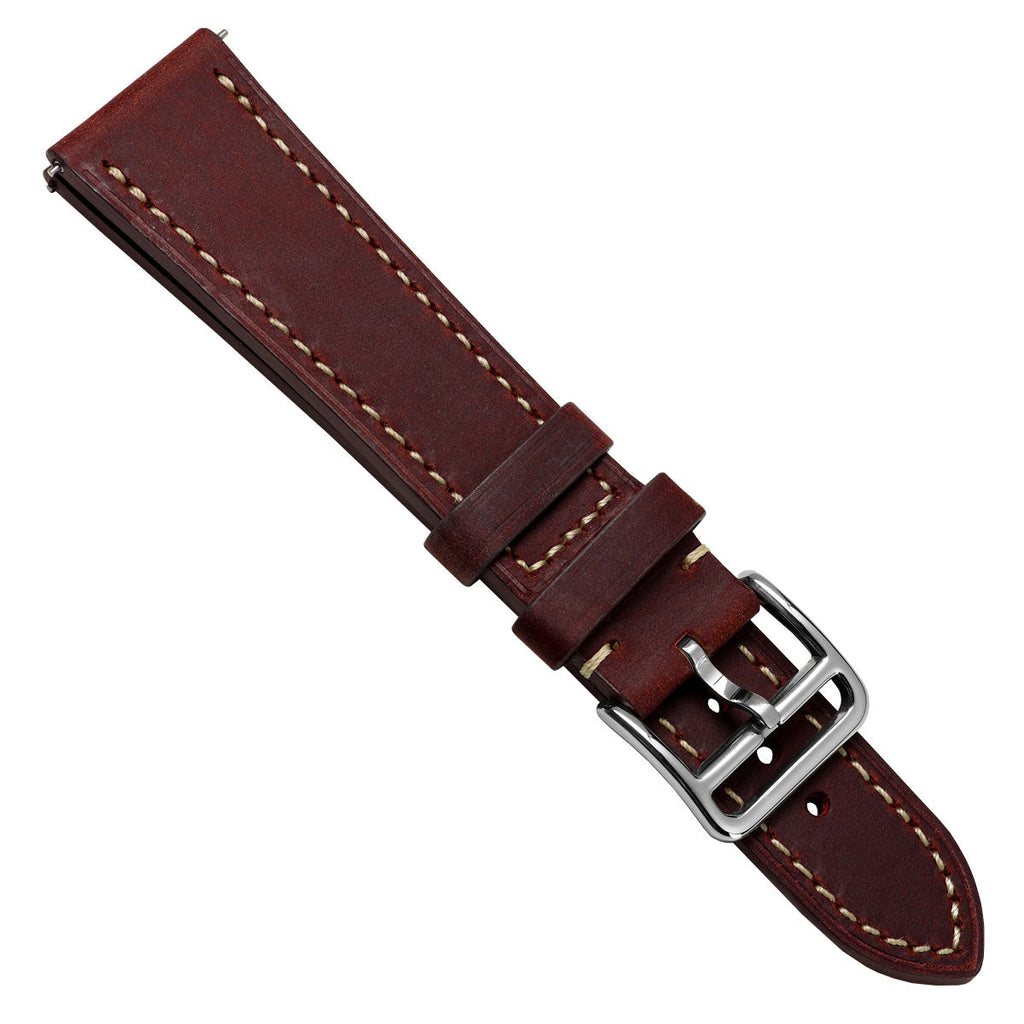 Bracelet de Montre en Cuir Plat Brixham - Style Vintage Horse Fou Rouge Scarlet