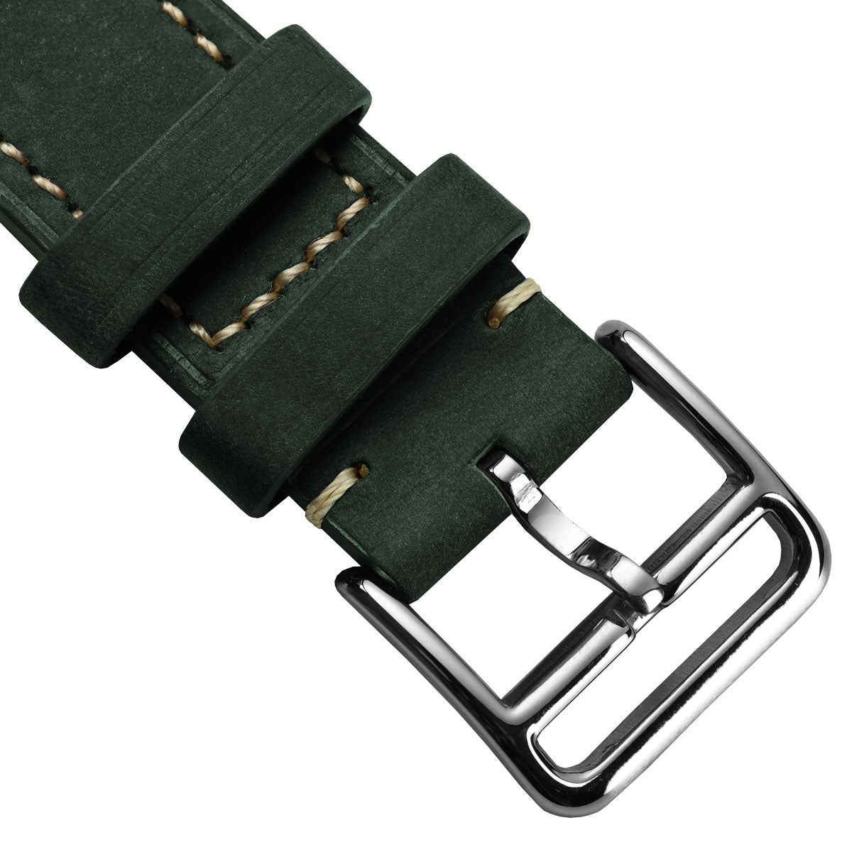 Bracelet d'horloge en cuir plat Brixham Wormwood Crazy Horse vintage vert