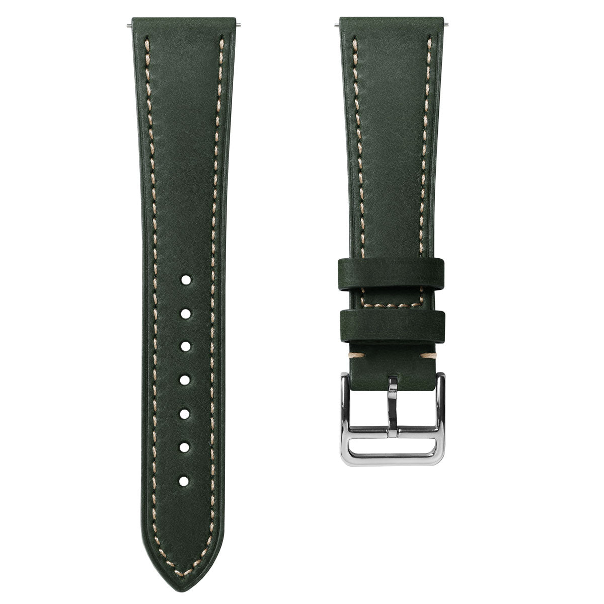 Bracelet d'horloge en cuir plat Brixham Wormwood Crazy Horse vintage vert